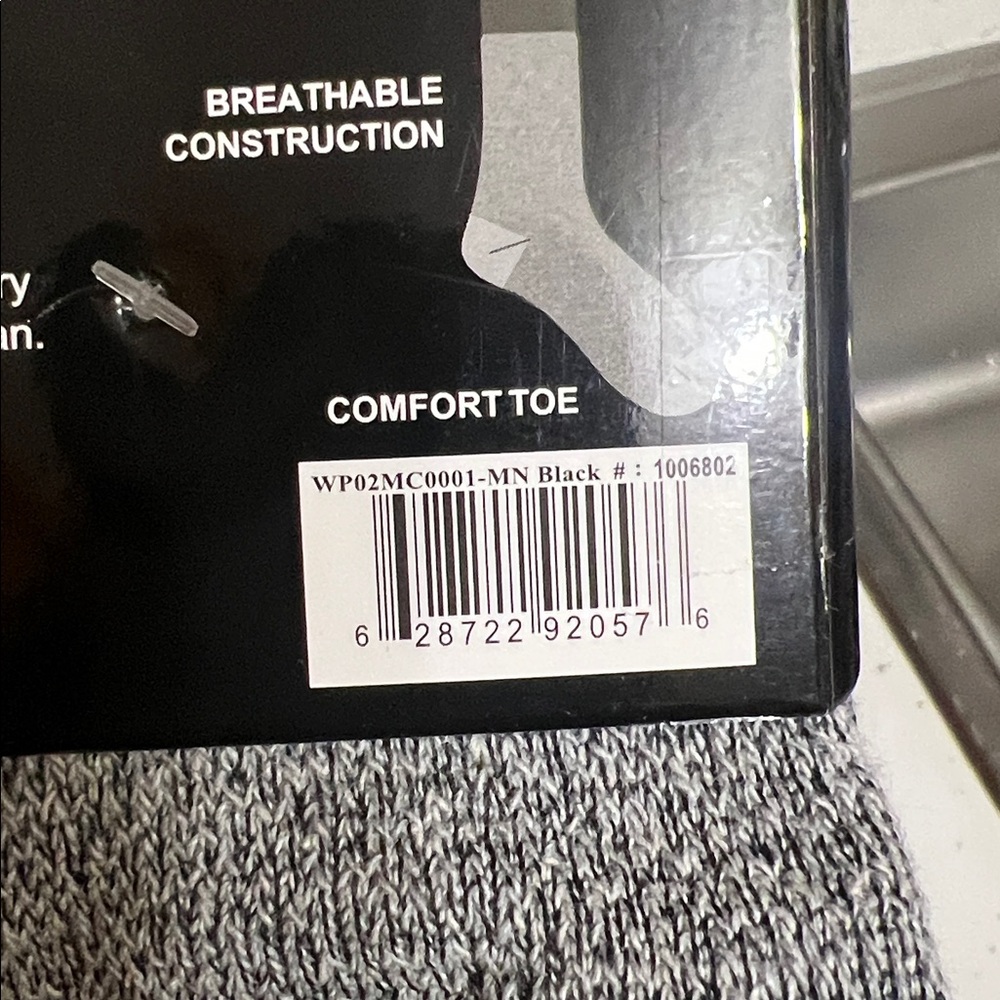 Men's Cushioned Crew Socks - Black and Gray - Picture 3 of 3